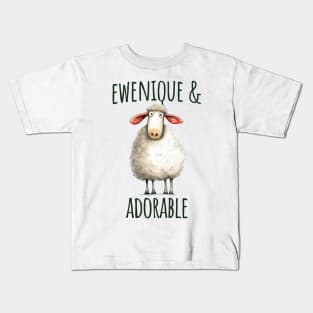 Ewenique and Adorable cute sheeps pun design Kids T-Shirt